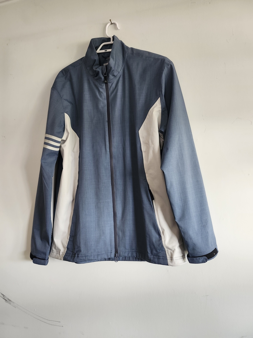 Adidas Blue & White Track Jacket Windbreaker Athletic Zip Up Jacket